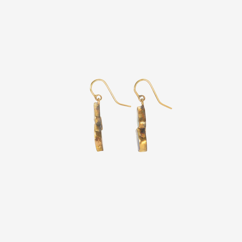 JUDY GEIB 18K & MOD-SHAPED BLUE OPAL FIXED DOUBLE DROP EARRINGS