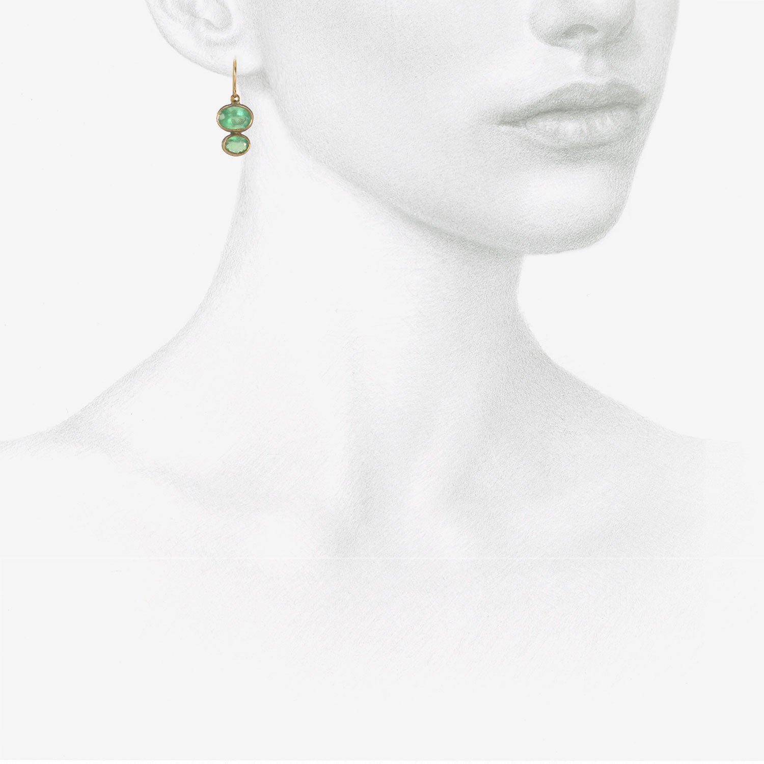 JUDY GEIB 18K & OVAL COLOMBIAN EMERALD DOUBLE DROP EARRINGS, 6CT