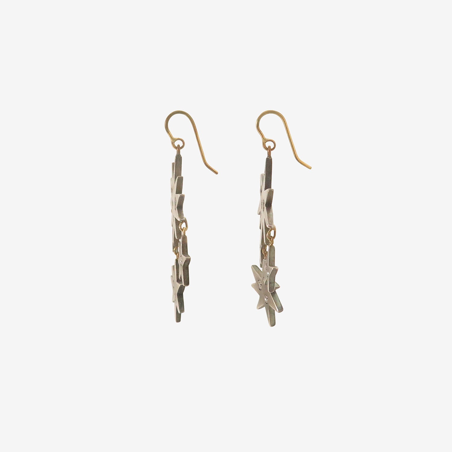 JUDY GEIB SILVER & HEAVILY SCATTERED DIAMOND SUN AND MOON EARRINGS , 4CT