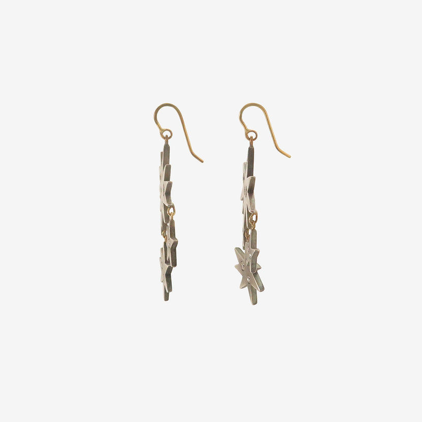 JUDY GEIB SILVER & HEAVILY SCATTERED DIAMOND SUN AND MOON EARRINGS , 4CT