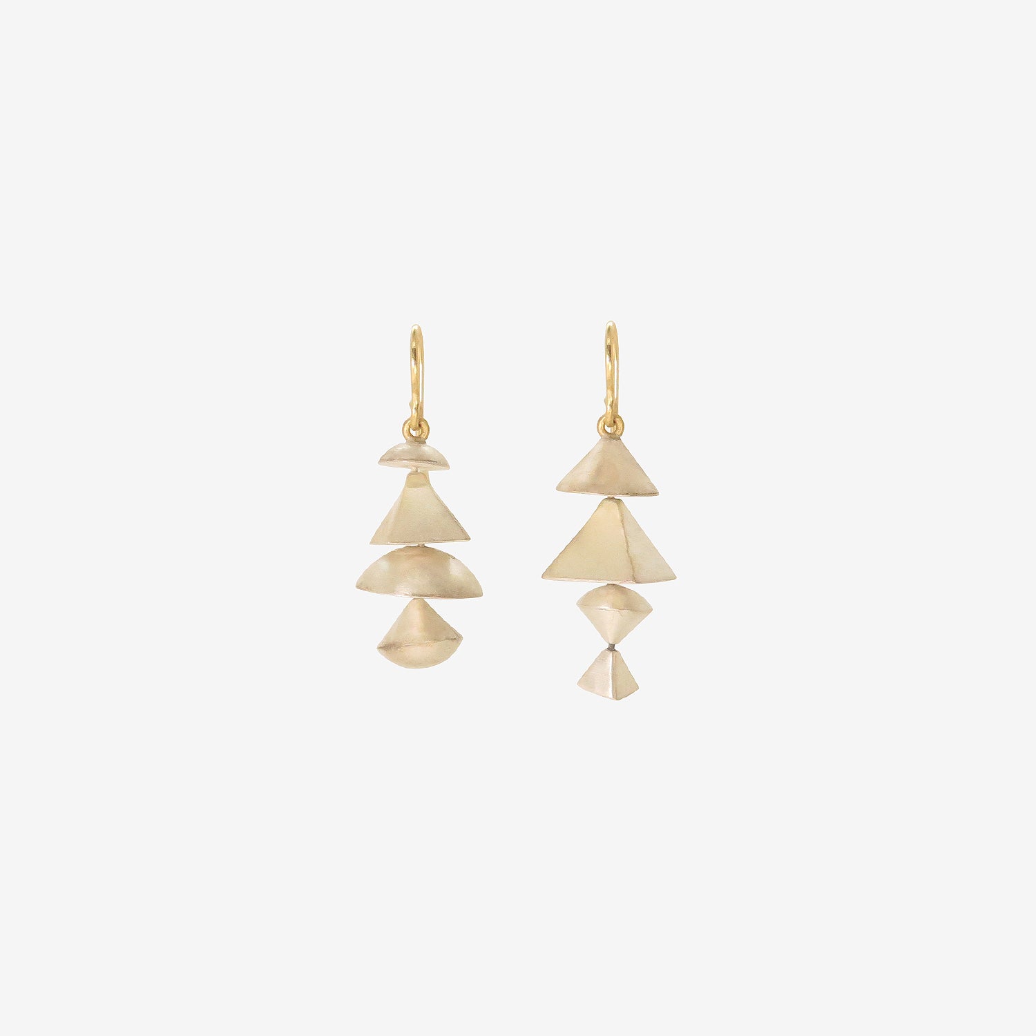 JUDY GEIB STERLING SILVER SMALL 4-TIERED NEO-GEO EARRINGS