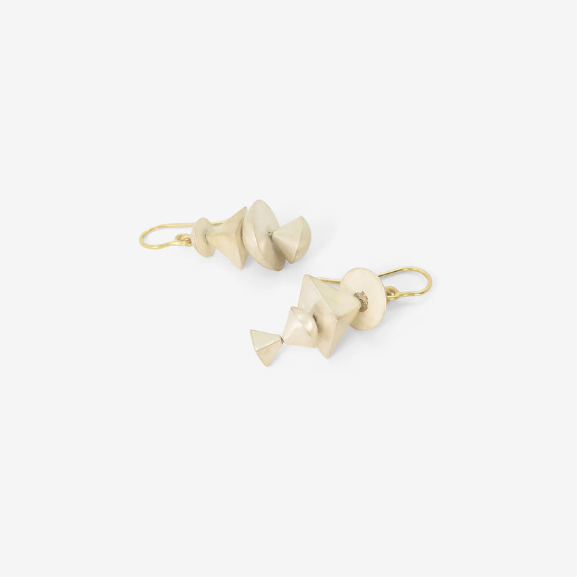 JUDY GEIB STERLING SILVER SMALL 4-TIERED NEO-GEO EARRINGS