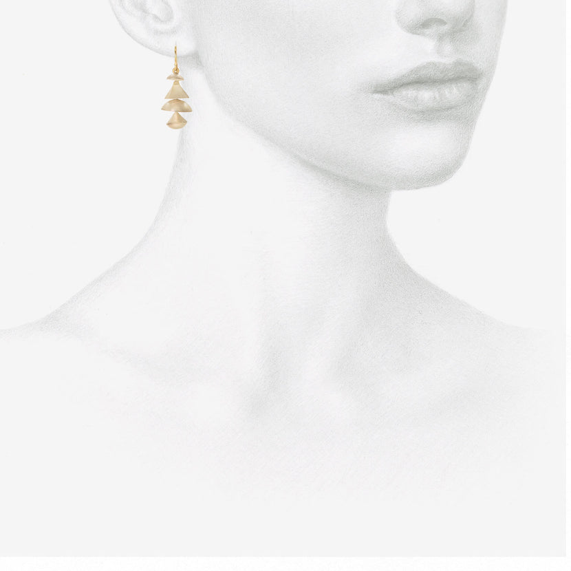 JUDY GEIB STERLING SILVER SMALL 4-TIERED NEO-GEO EARRINGS