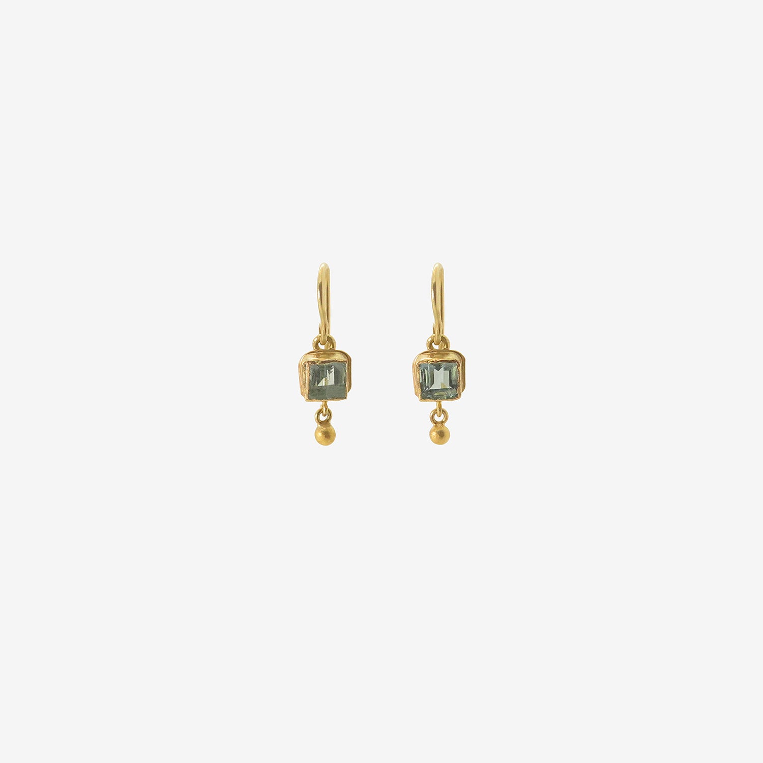 JUDY GEIB 18K & TINY SQUARE-CUT BLUE BERYL EARRINGS WITH 22K DROPS