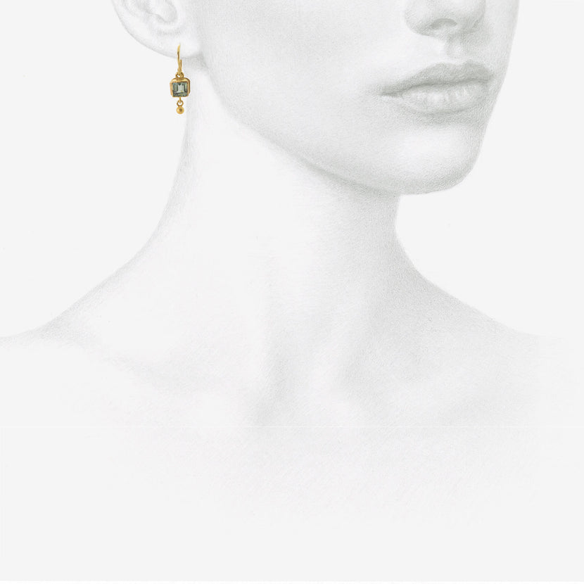 JUDY GEIB 18K & TINY SQUARE-CUT BLUE BERYL EARRINGS WITH 22K DROPS