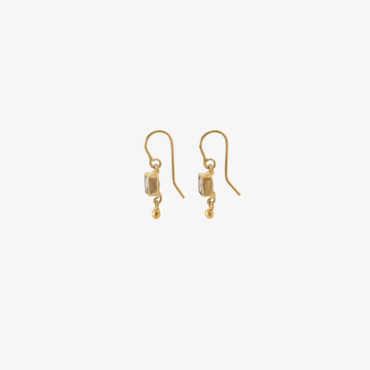 JUDY GEIB 18K & TINY SQUARE-CUT BLUE BERYL EARRINGS WITH 22K DROPS