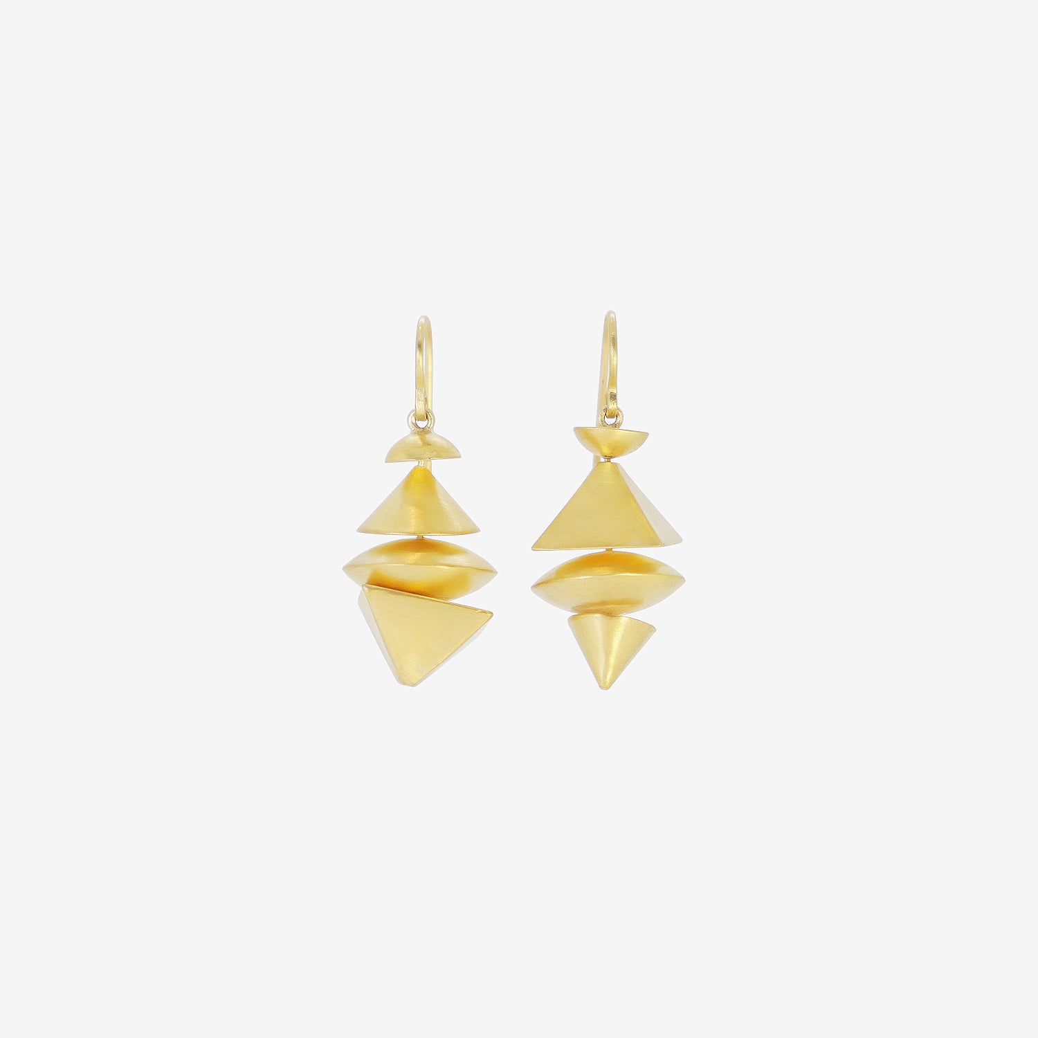 JUDY GEIB 22K & 18K 4-TIERED SQUAT NEO-GEO EARRINGS