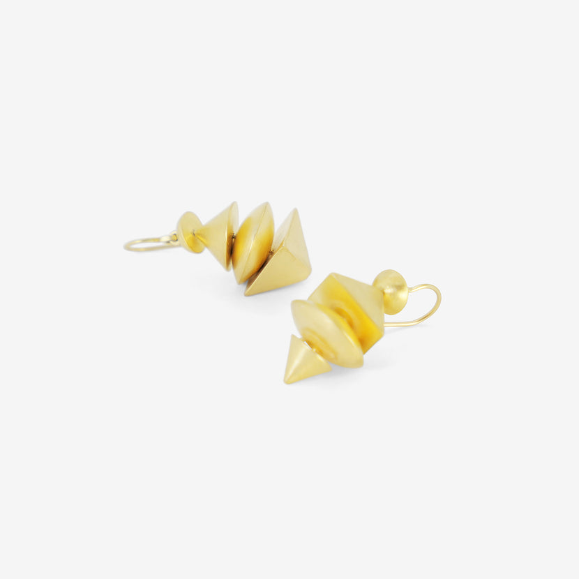 JUDY GEIB 22K & 18K 4-TIERED SQUAT NEO-GEO EARRINGS
