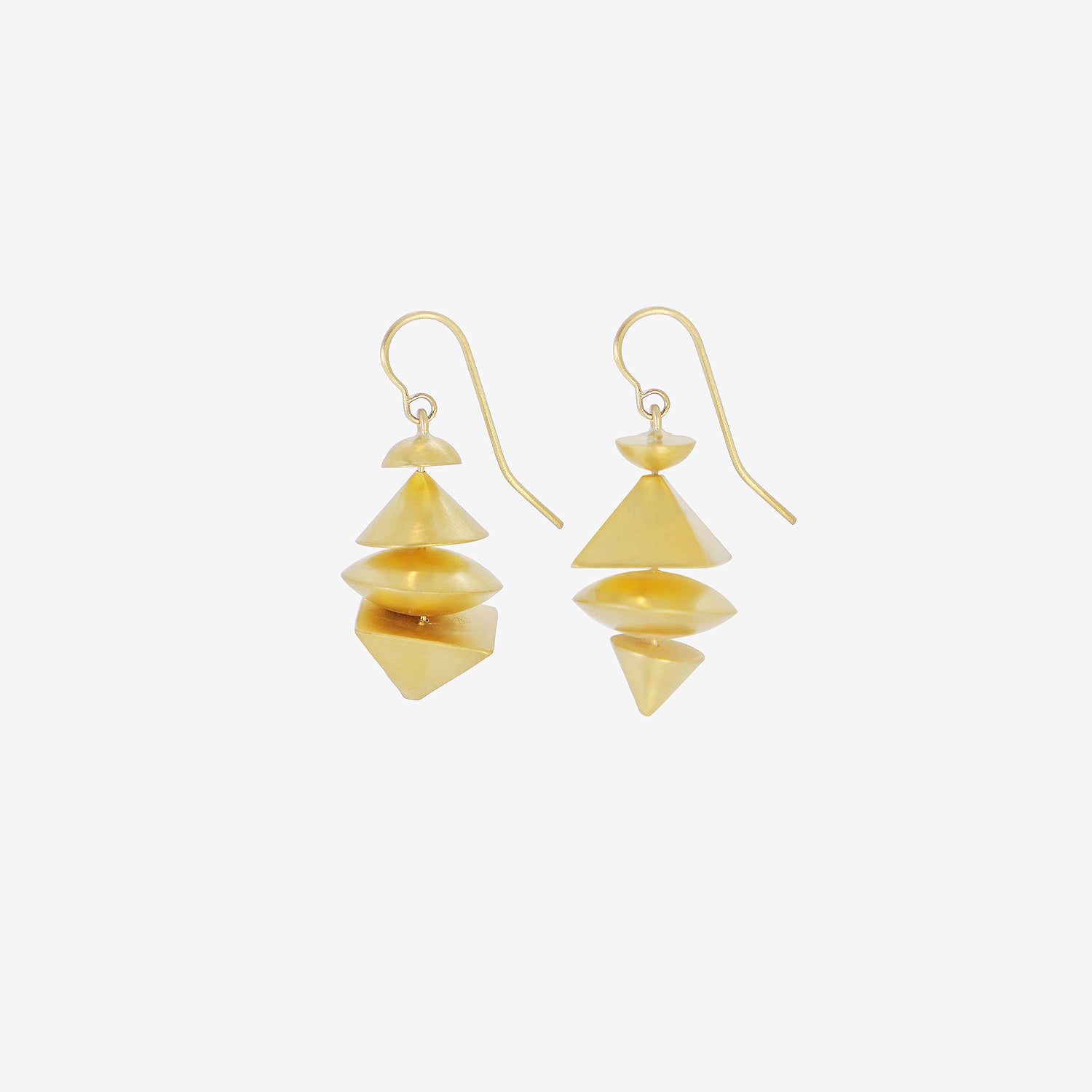 JUDY GEIB 22K & 18K 4-TIERED SQUAT NEO-GEO EARRINGS
