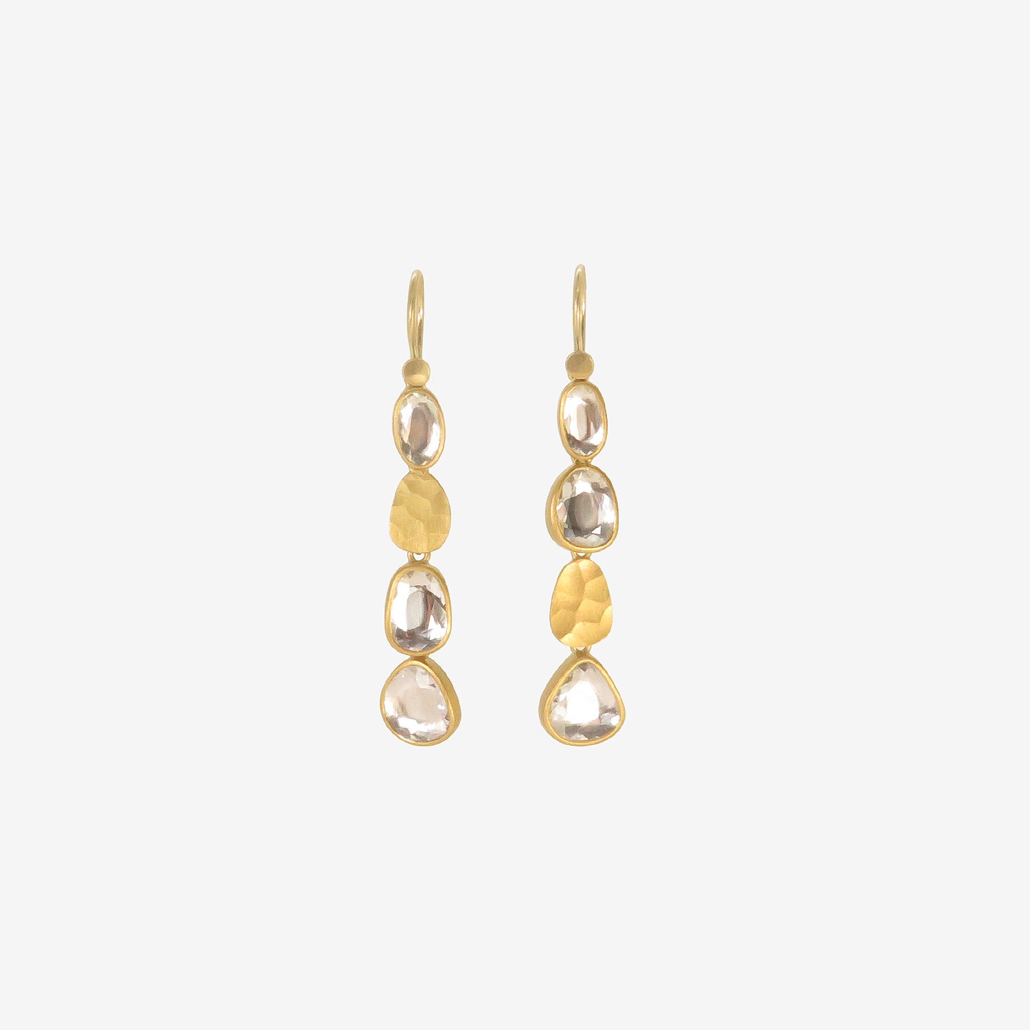 LOLA BROOKS 22K & WHITE SAPPHIRE QUADRUPLE DROP EARRINGS, 5.29CT