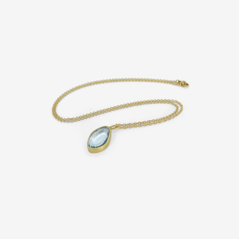 LOLA BROOKS 18K & AQUAMARINE SEQUIN PEBBLE PENDANT, 4.9CT