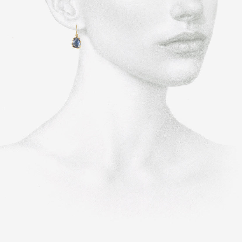 LOLA BROOKS 18K & BLUE SAPPHIRE PEBBLE EARRINGS, 3.67CT