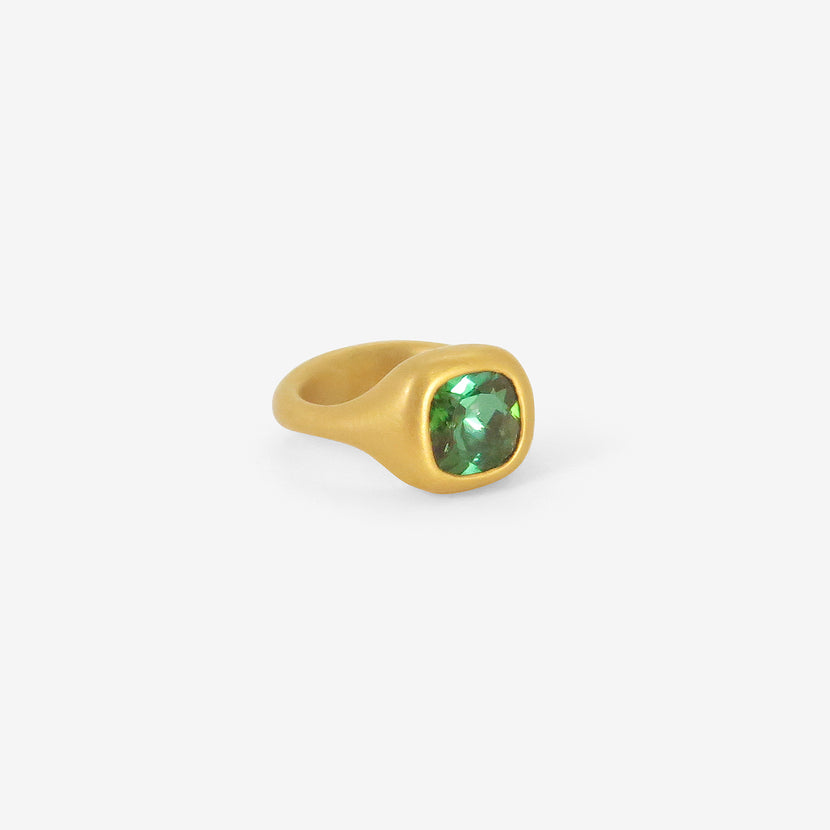 LOLA BROOKS 22K & CUSHION-CUT BLUE GREEN TOURMALINE CAST RING, 2.88CT