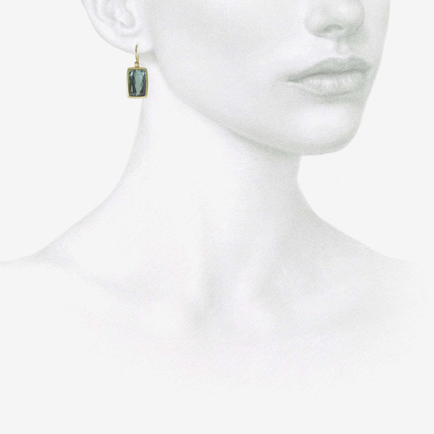 LOLA BROOKS 18K & FACETED CUSHION BLUE GREEN TOURMALINE EARRINGS, 17.57CT