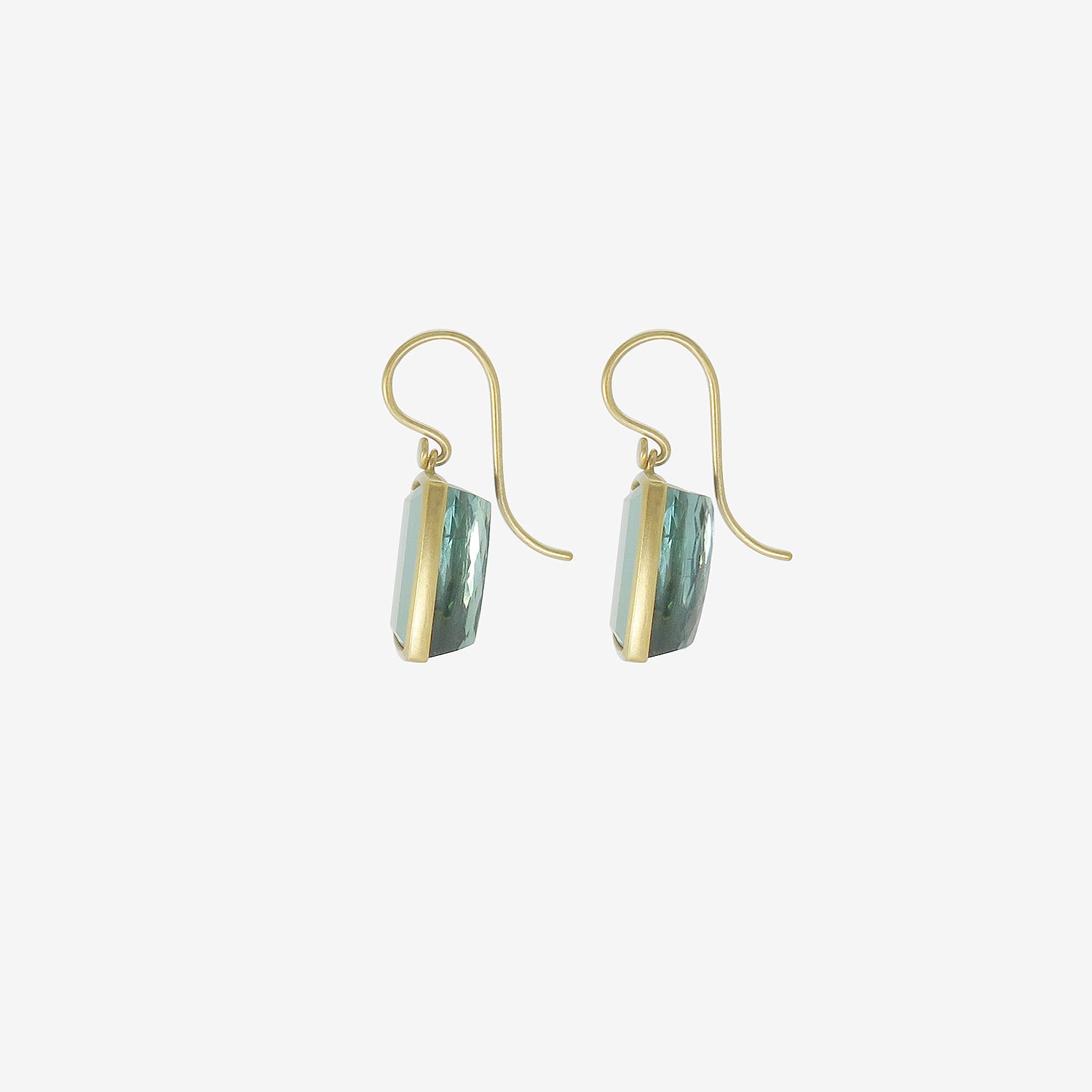 LOLA BROOKS 18K & FACETED CUSHION BLUE GREEN TOURMALINE EARRINGS, 17.57CT