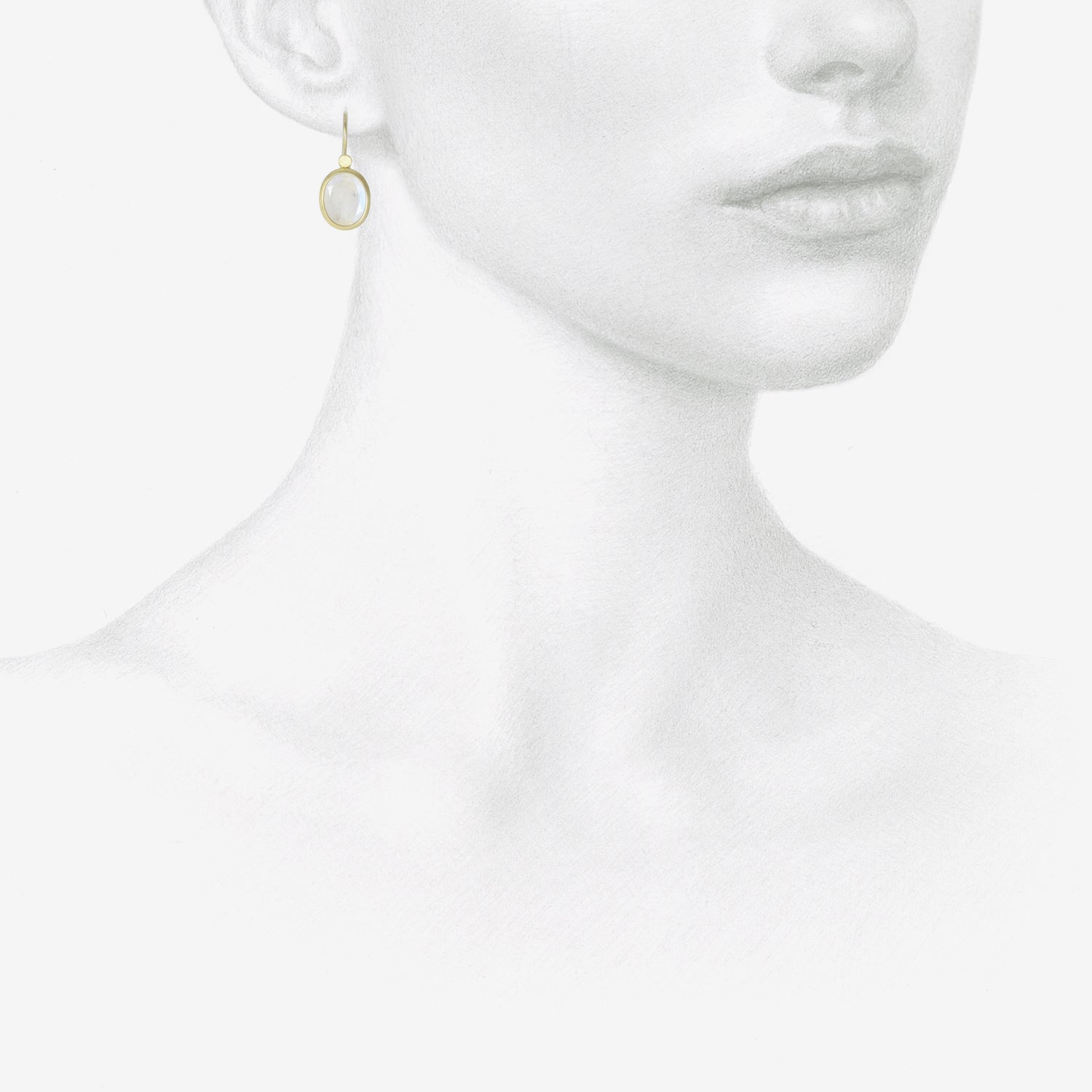 LOLA BROOKS 18K & SMALL OVAL MOONSTONE DROP EARRINGS, 6.74CT