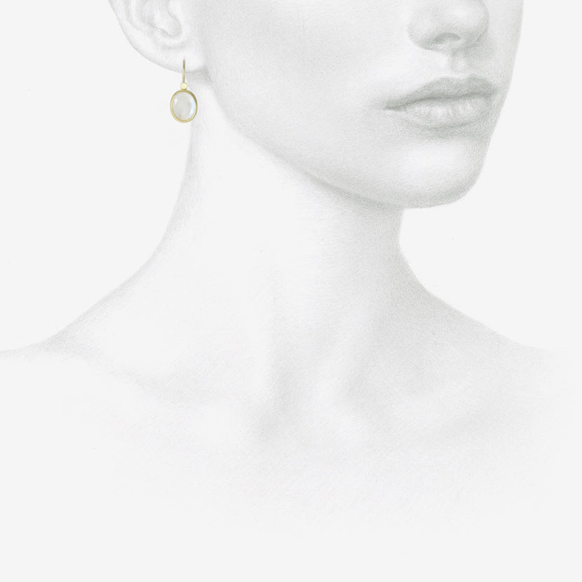 LOLA BROOKS 18K & SMALL OVAL MOONSTONE DROP EARRINGS, 6.74CT