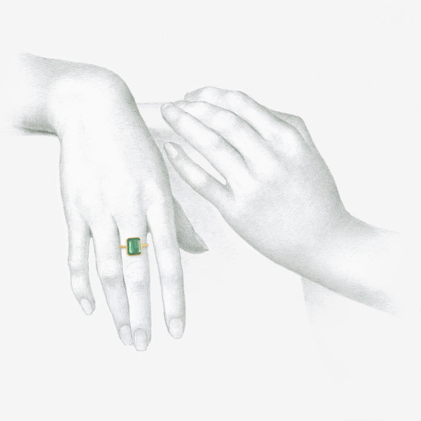 LOLA BROOKS 18K & EMERALD-CUT ZAMBIAN EMERALD RING, 4.07CT