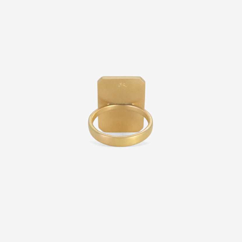 LOLA BROOKS 18K & EMERALD-CUT LAPIS RING, 12.23CT