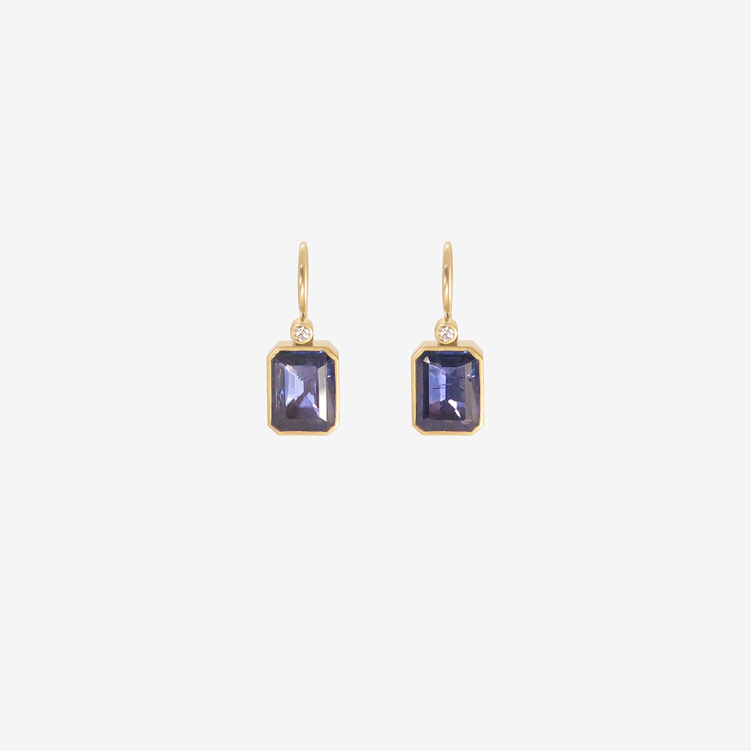 LOLA BROOKS 18K & EMERALD-CUT TANZANITE EARRINGS WITH DIAMONDS