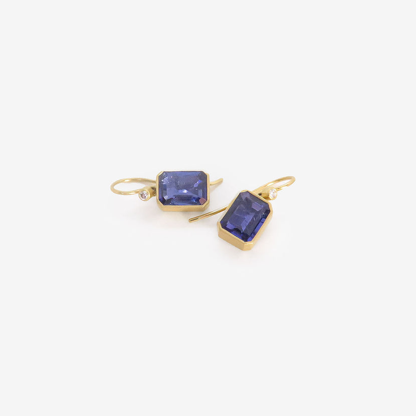 LOLA BROOKS 18K & EMERALD-CUT TANZANITE EARRINGS WITH DIAMONDS