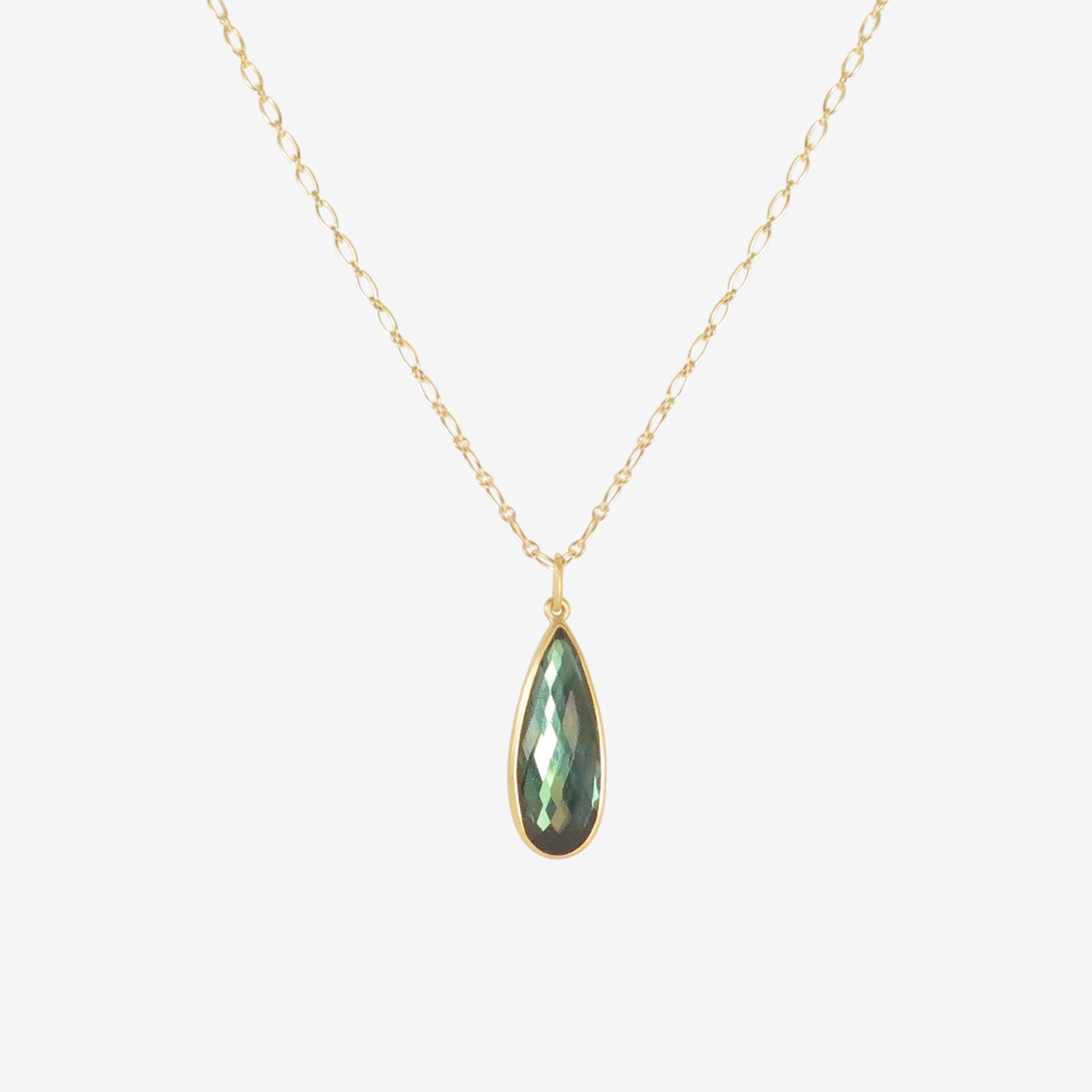 LOLA BROOKS 18K & FACETED TEARDROP-SHAPED GREEN TOURMALINE PENDANT, 4.23CT