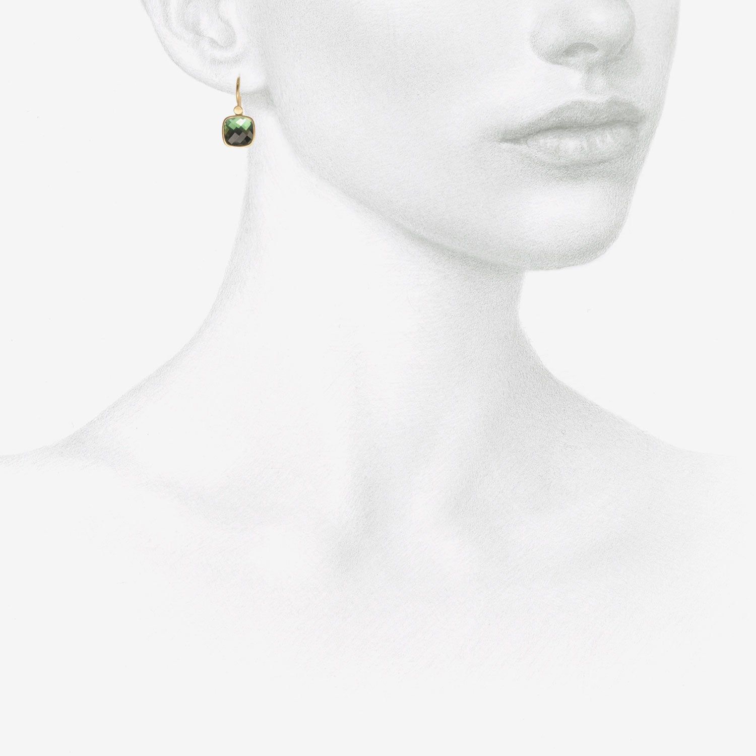 LOLA BROOKS 18K & GREEN AND BLUE CHECKERED TOURMALINE CUSHION EARRINGS, 4.81CT