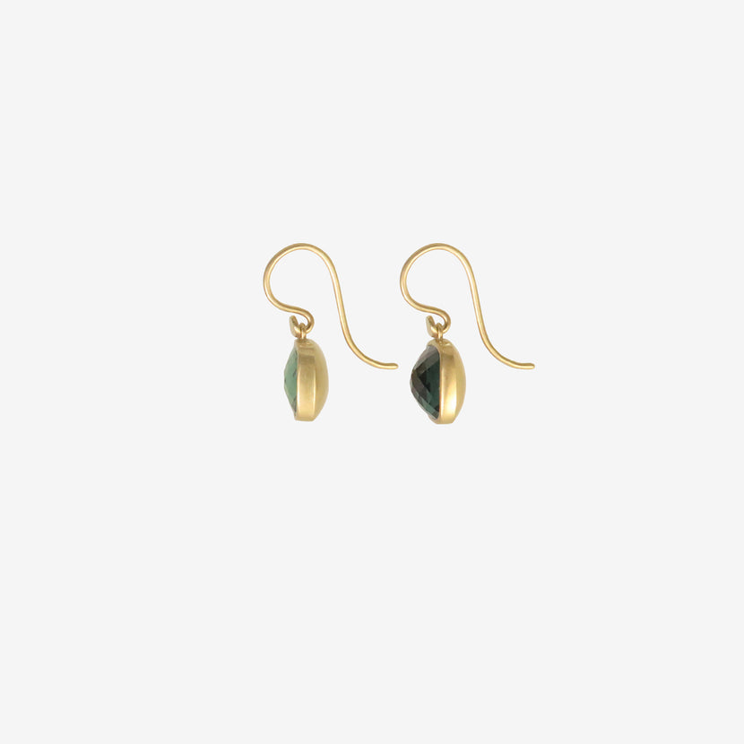 LOLA BROOKS 18K & GREEN AND BLUE CHECKERED TOURMALINE CUSHION EARRINGS, 4.81CT