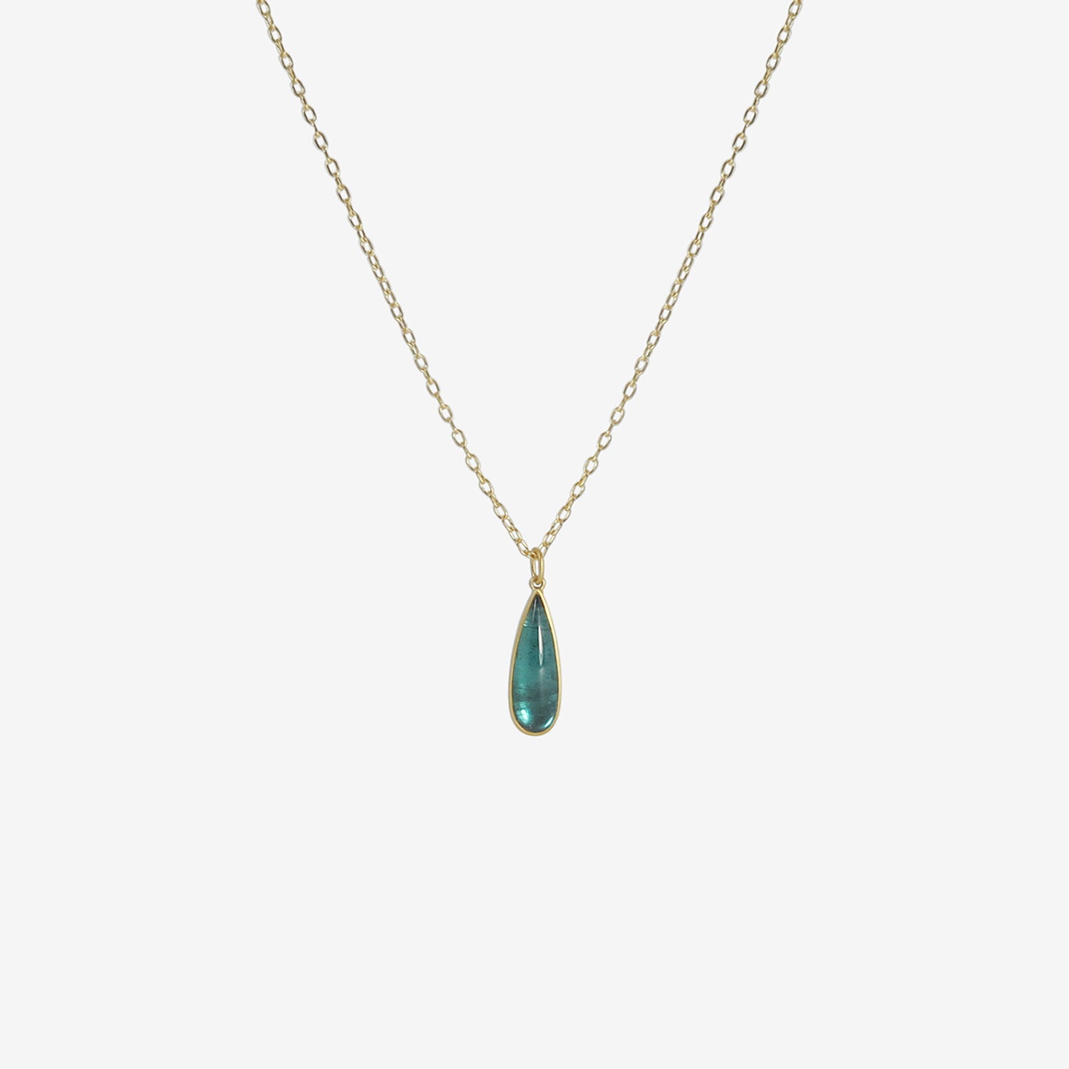 LOLA BROOKS 18K & LONG TEARDROP-SHAPED BLUE GREEN TOURMALINE PENDANT, 4.26CT