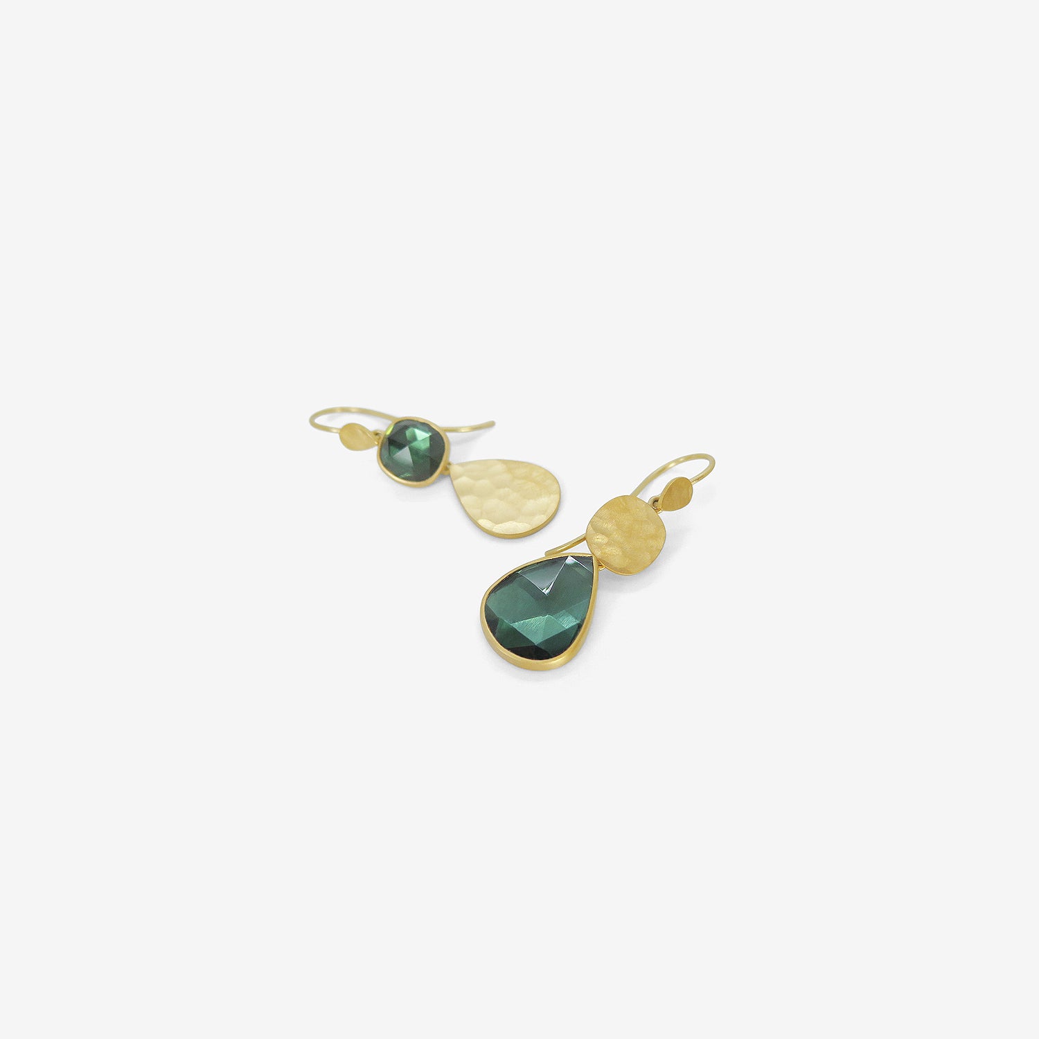 LOLA BROOKS 22K & MIXED-SHAPE BLUE GREEN TOURMALINE KLIMT DOUBLE DROP EARRINGS, 6.30CT