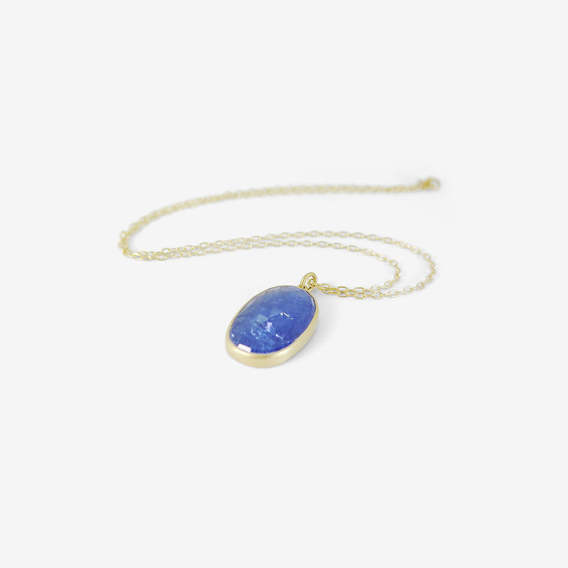 LOLA BROOKS 18K & OVAL ROSE-CUT TANZANITE PENDANT, 19.73CT