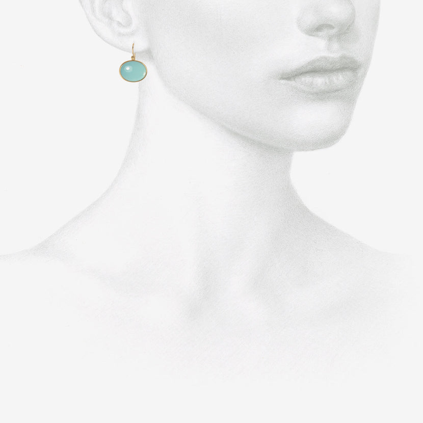 LOLA BROOKS 18K & OVAL SLEEPING BEAUTY TURQUOISE EARRINGS, 12.19CT