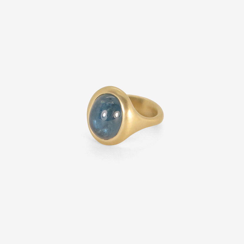 LOLA BROOKS 18K & OVAL BLUE TOURMALINE CAST RING, 6.88CT