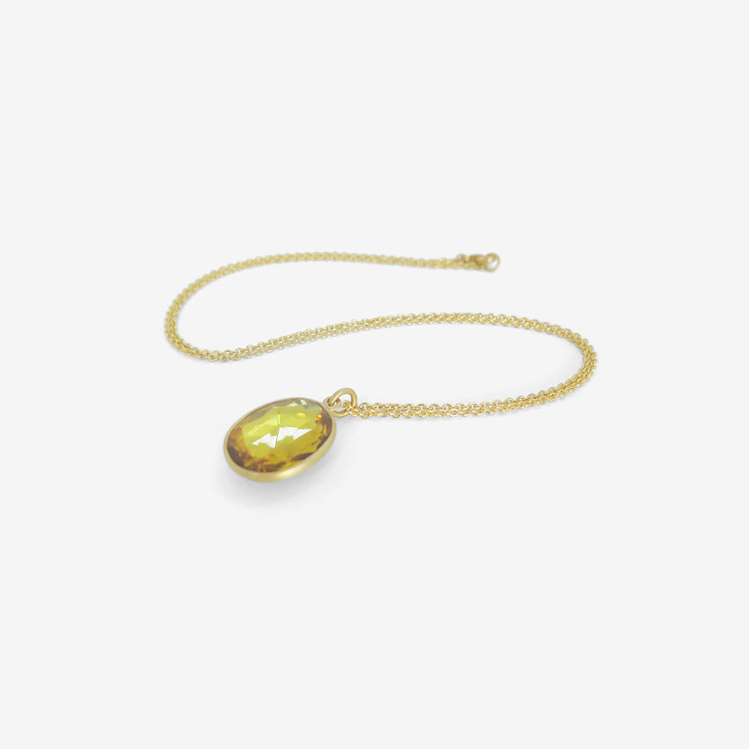 LOLA BROOKS 18K & OVAL YELLOW SAPPHIRE PENDANT, 7.34CT