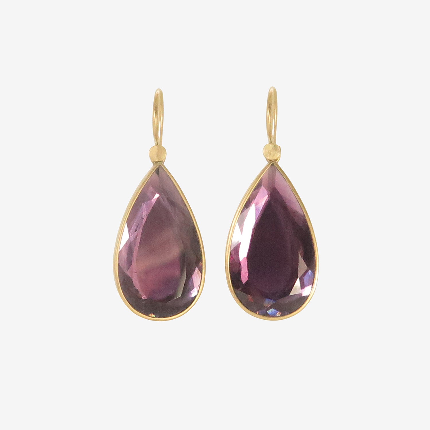 LOLA BROOKS 18K & PEAR-SHAPED VIOLET TOURMALINE SEQUIN DROP EARRINGS, 11.73CT