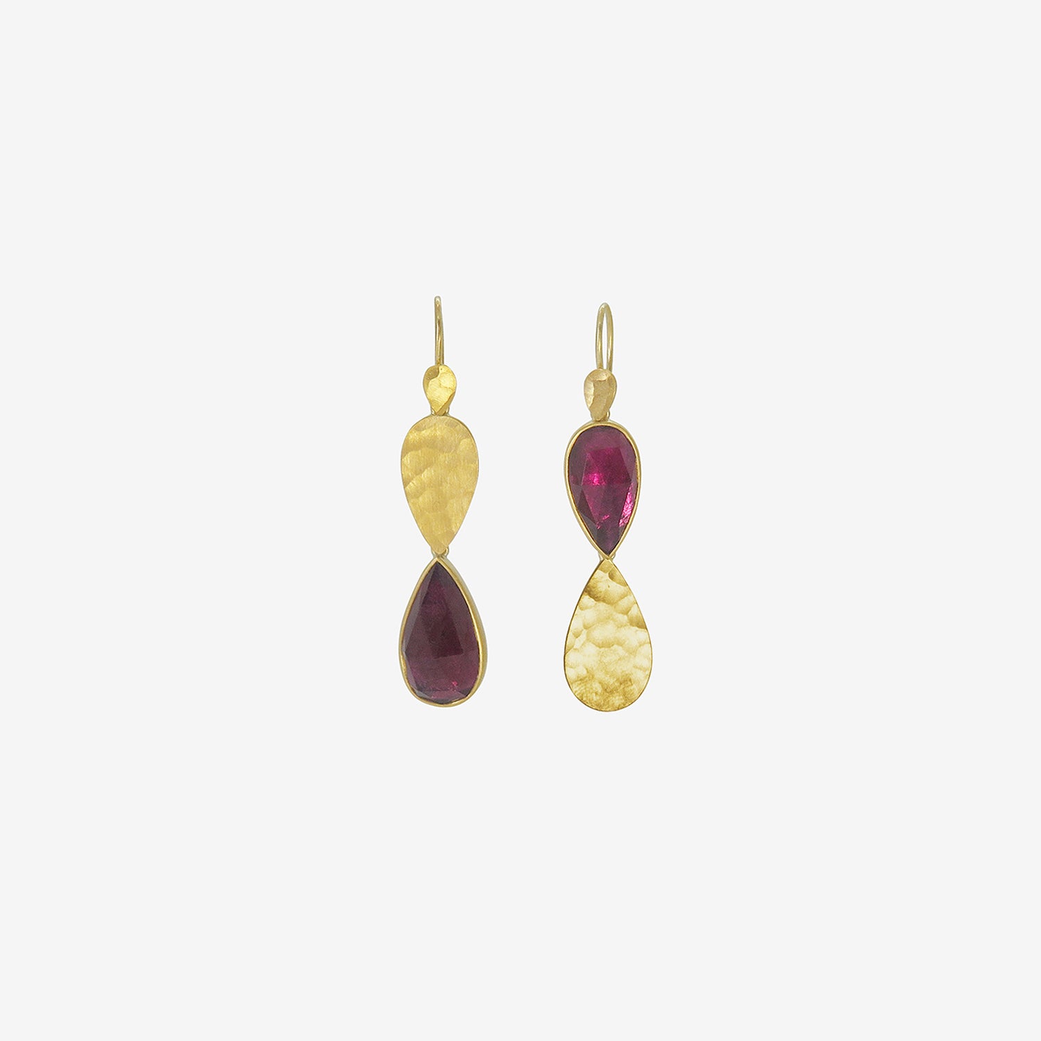 LOLA BROOKS 22K & PINK TOURMALINE KLIMT DOUBLE DROP EARRINGS, 11.02CT
