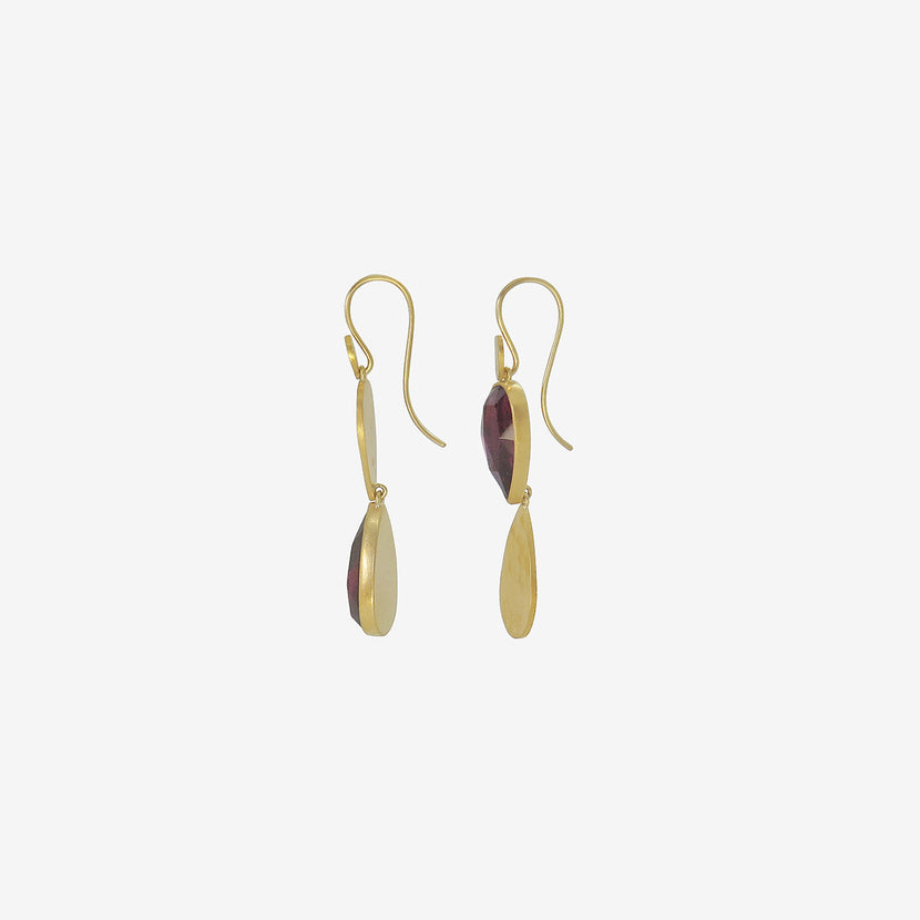 LOLA BROOKS 22K & PINK TOURMALINE KLIMT DOUBLE DROP EARRINGS, 11.02CT