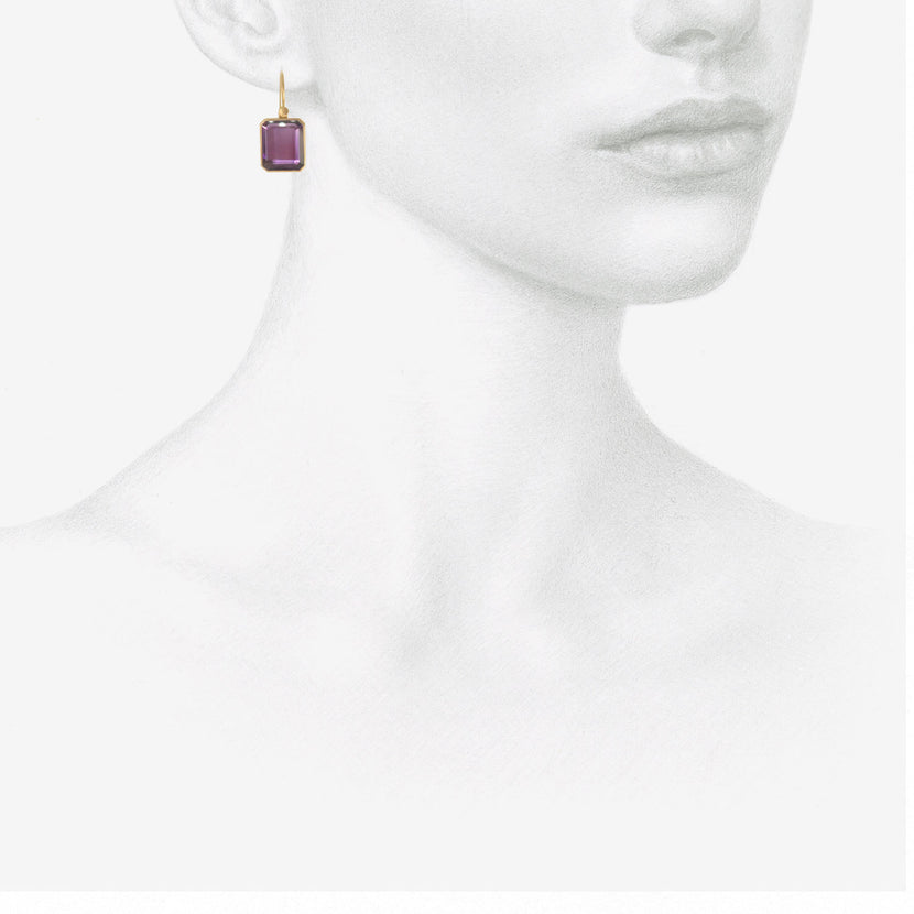 LOLA BROOKS 18K & PORTRAIT-CUT AMETHYST DROP EARRINGS, 5.97CT
