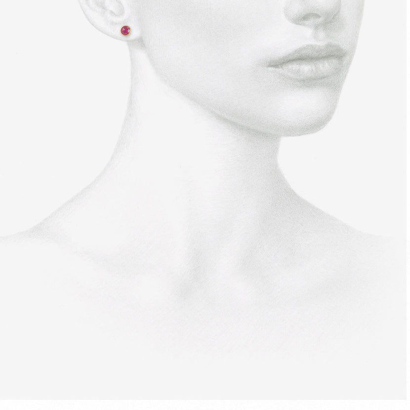 LOLA BROOKS 18K & ROUND MOZAMBIQUE RUBY STUDS, 1.5CT