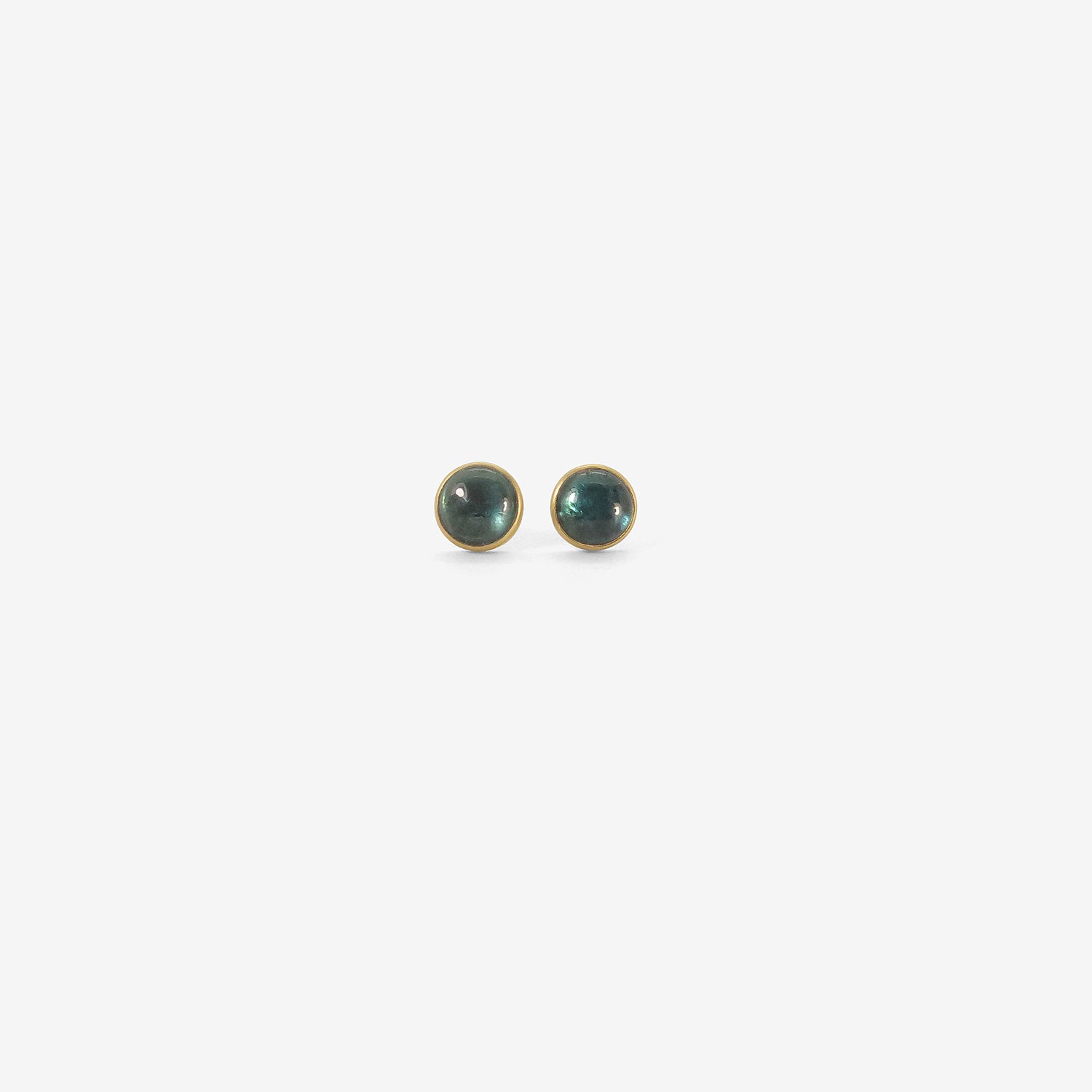 LOLA BROOKS 18K & ROUND BLUE GREEN TOURMALINE STUDS, 1.35CT