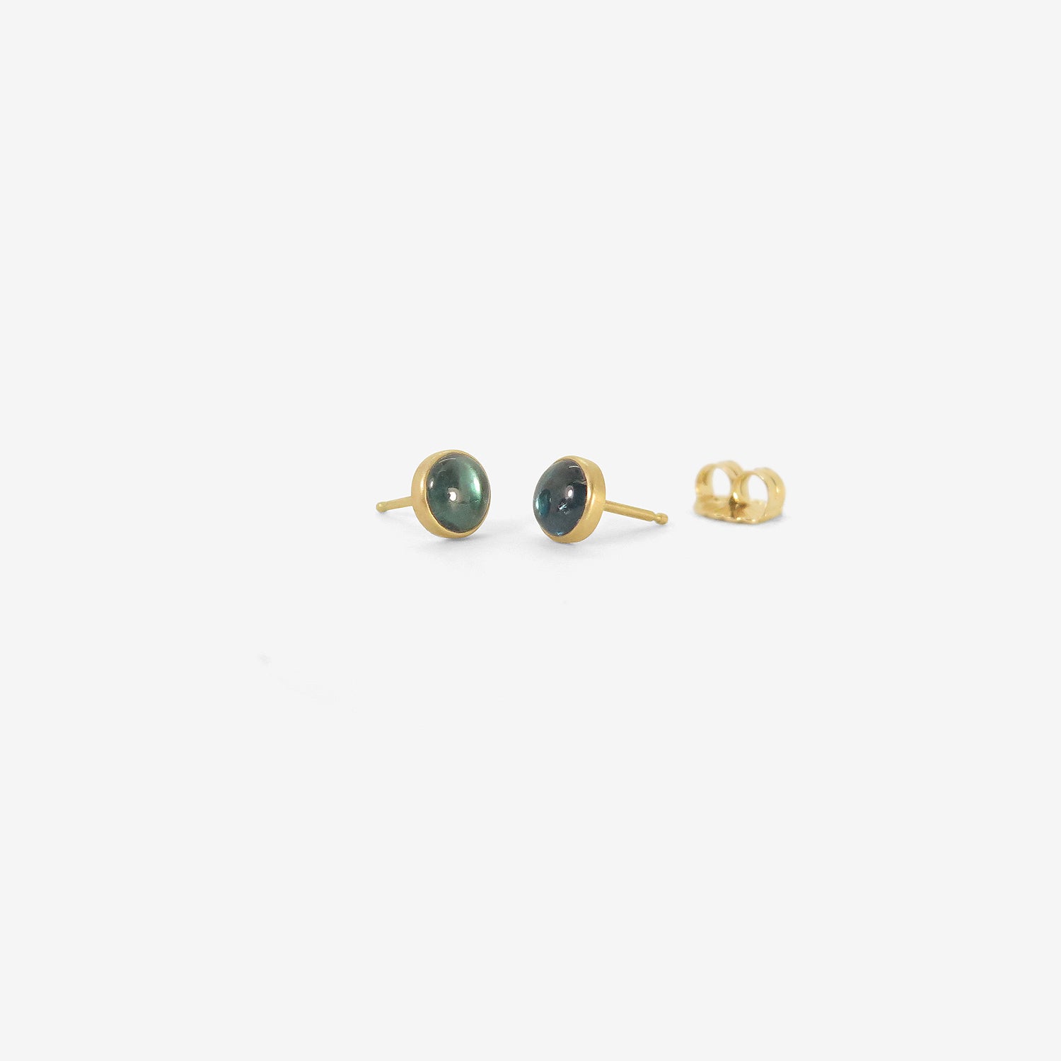 LOLA BROOKS 18K & ROUND BLUE GREEN TOURMALINE STUDS, 1.35CT