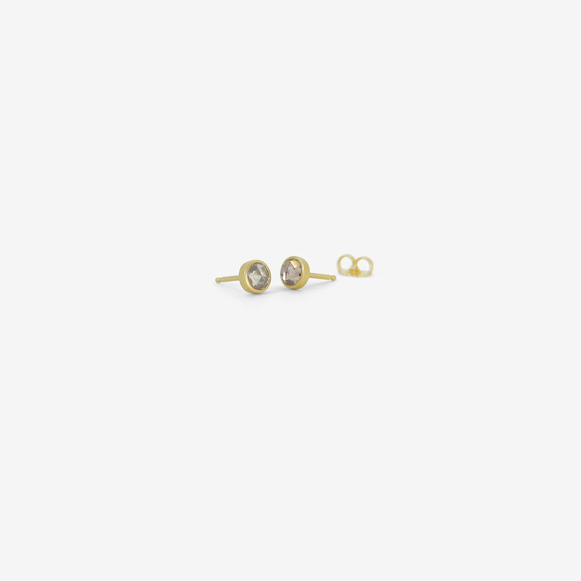 LOLA BROOKS 18K & ROUND ROSE-CUT CHAMPAGNE DIAMOND STUDS, .56CT