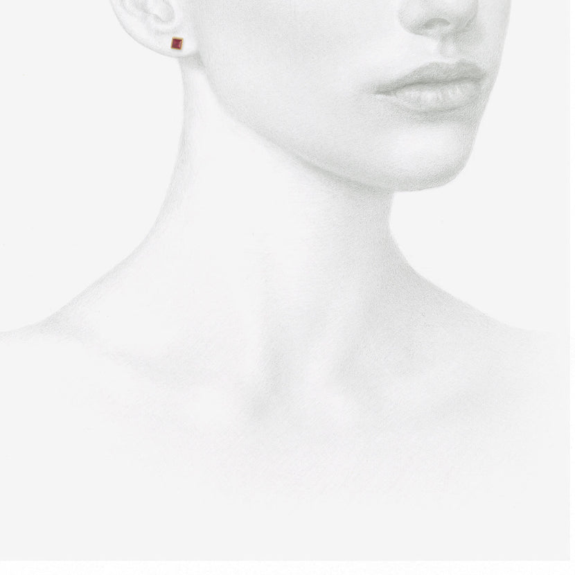 LOLA BROOKS 18K & SQUARE RUBY STUDS, 1.01CT