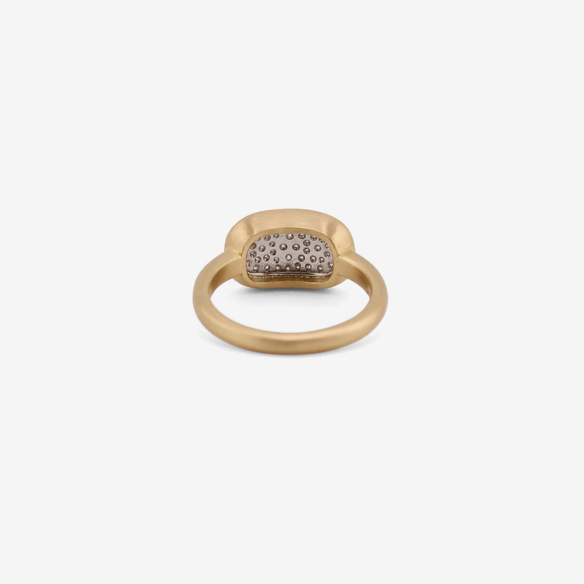 NICOLE LANDAW 18K & PLATINUM TABLET RING WITH PAVÉ-SET DIAMONDS , .35CT