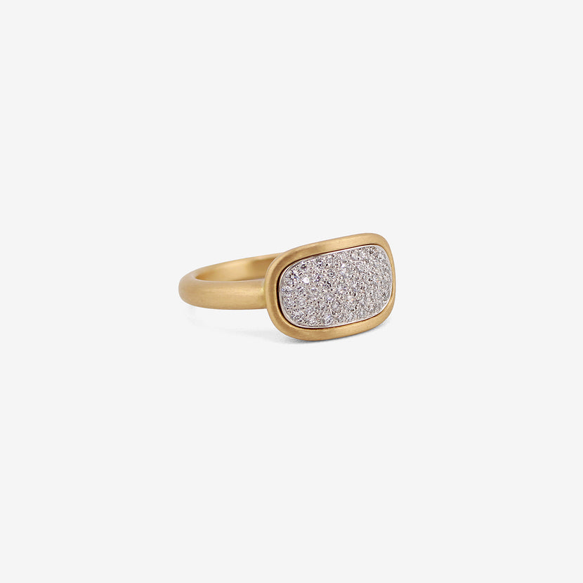 NICOLE LANDAW 18K & PLATINUM TABLET RING WITH PAVÉ-SET DIAMONDS , .35CT