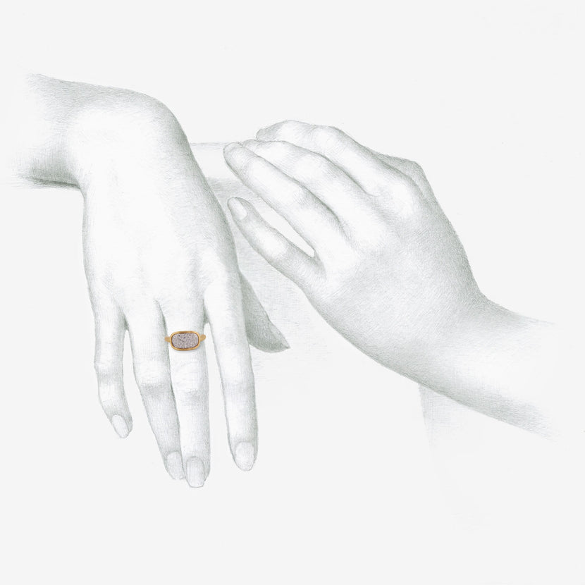 NICOLE LANDAW 18K & PLATINUM TABLET RING WITH PAVÉ-SET DIAMONDS , .35CT