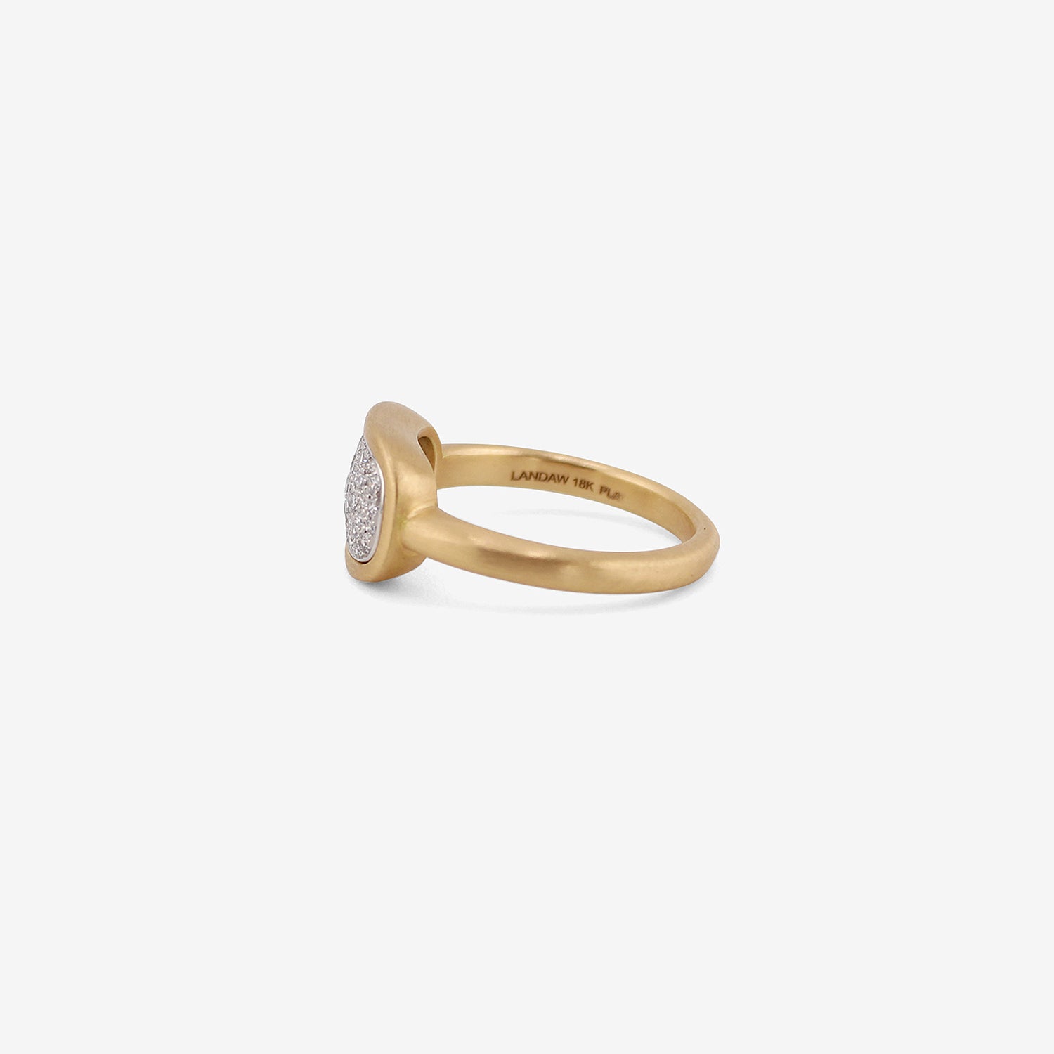 NICOLE LANDAW 18K & PLATINUM TABLET RING WITH PAVÉ-SET DIAMONDS , .35CT