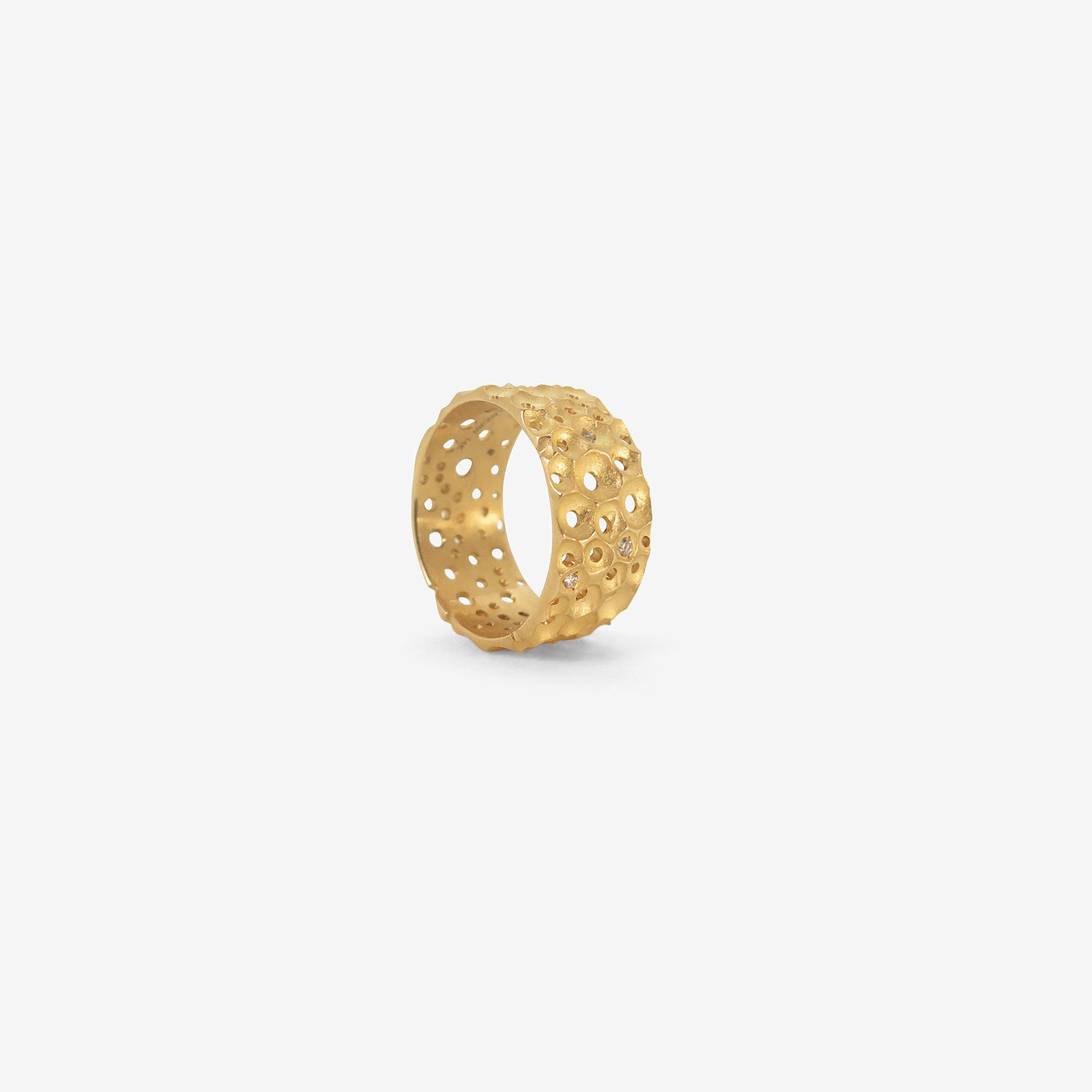 NICOLE LANDAW 14K FRENCH LACE RING WITH DIAMONDS, .12CT