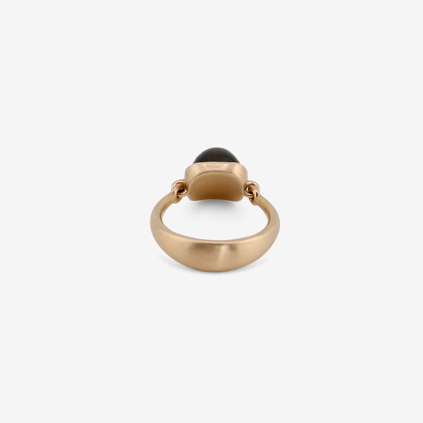 NICOLE LANDAW 14K & GREEN TOURMALINE CABOCHON EMPIRE RING