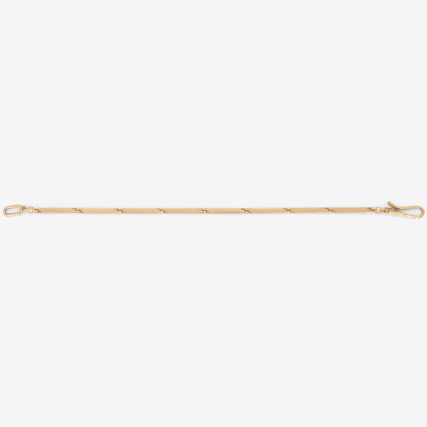 NICOLE LANDAW 14K HEAVYWEIGHT FOB CHAIN BRACELET WITH DIAMOND RONDELLES, .25CT
